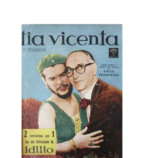 Tapa de la revista humorística Tia Vicenta, Año V, número 191, 1 de Septiembre de 1961 reflejando la reunion de Frondizi y Ernesto (Che) Guevara.